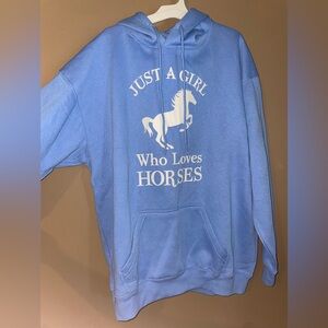Women’s Just A Girl Who Loves Horses Hoodie sz XL by TStars NWT